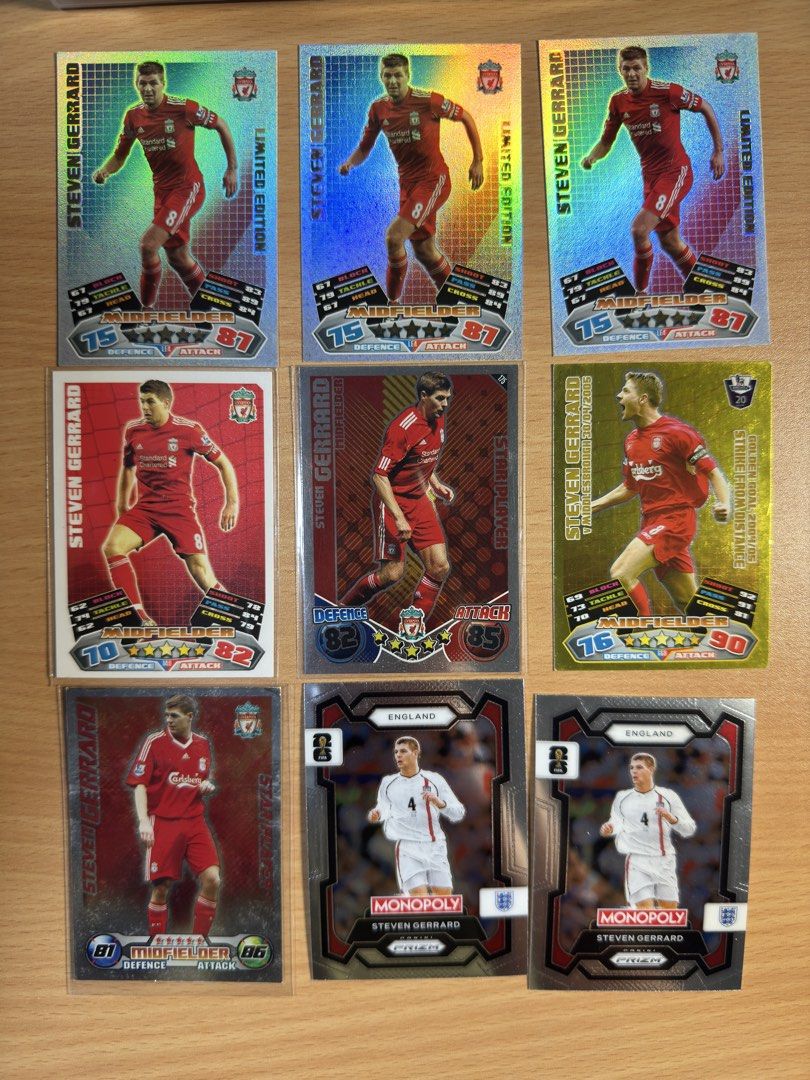 Gerrard card (Category: Raw Cards) located in Singapore. Submitted by velour (Listing ID 1456549708, Image 1). Description: Hi, I’m selling the following: Steven Gerrard match attack and prizm Liverpool: 2011 -12 Topps Match Attax limited edition - $12 each 2011 -12 Topps Match Attax base - $1 2010-11 Topps Match Attax Star Player - $2 2012 Match Attax Extra Golden Gold - $10 2008-09 Topps Match Attax Star Player - $2 England: 2026 panini Prizm m