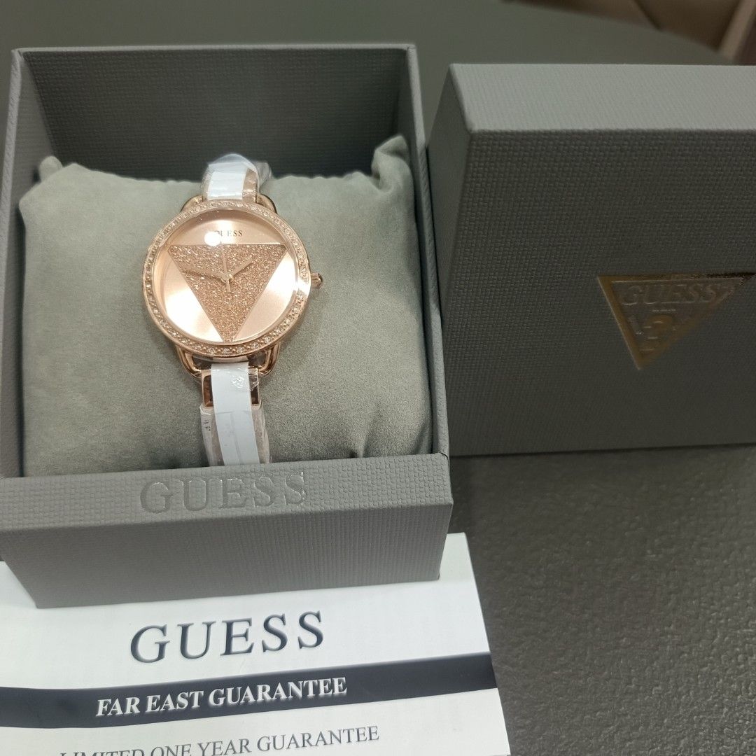 Guess watch (Category: Women's Watches) located in Dagupan City. Submitted by nmcmp4 (Listing ID 1456474022, Image 1). Description: Authentic Guess watch G link Rose gold adjustable strap with 1 yr warranty made in Japan FIXED PRICE @P8, 500.00.