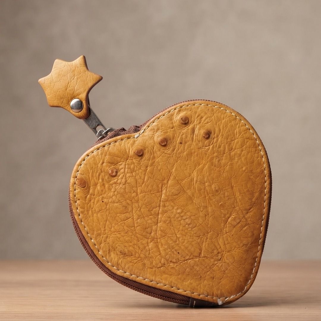 Heart Shape Ostrich Leather Coin Purse (Category: Purses & Pouches) located in Quezon City. Submitted by eilgaraje (Listing ID 1456563141, Image 3). Description: - Cute heart-shaped coin purse - Genuine ostrich leather in mustard yellow - Secure zipper closure - Unique star-shaped zipper pull - Small and compact for easy carrying - Ideal for organizing loose change japan surplus as posted 180.