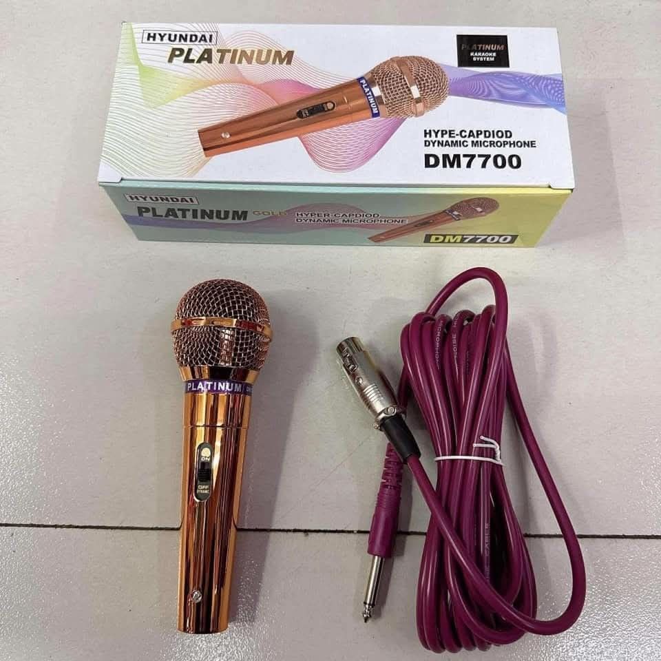 Hyundai Platinum DM7700 Hyper-Cardioid Dynamic Microphone (Category: Microphones) located in Manila. Submitted by chaionlineshop (Listing ID 1456498819, Image 1). Description: - Hyundai Platinum DM7700 Microphone - Color: Rose Gold - Type: Hyper-cardioid Dynamic Microphone - Includes: Microphone cable - Ideal for: Singing, presentations, and more! - Feel free to ask any questions..