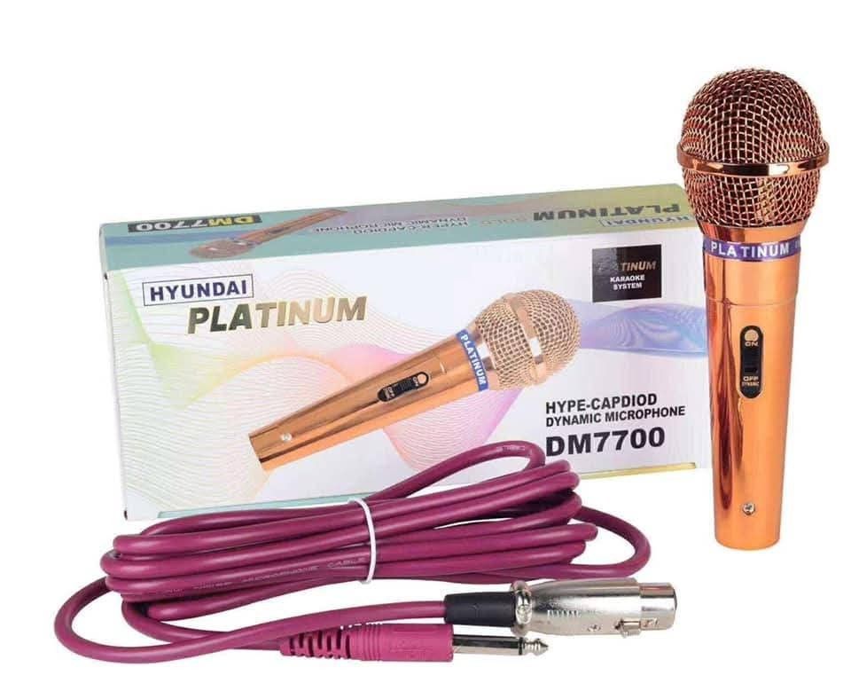 Hyundai Platinum DM7700 Hyper-Cardioid Dynamic Microphone (Category: Microphones) located in Manila. Submitted by chaionlineshop (Listing ID 1456498819, Image 2). Description: - Hyundai Platinum DM7700 Microphone - Color: Rose Gold - Type: Hyper-cardioid Dynamic Microphone - Includes: Microphone cable - Ideal for: Singing, presentations, and more! - Feel free to ask any questions..