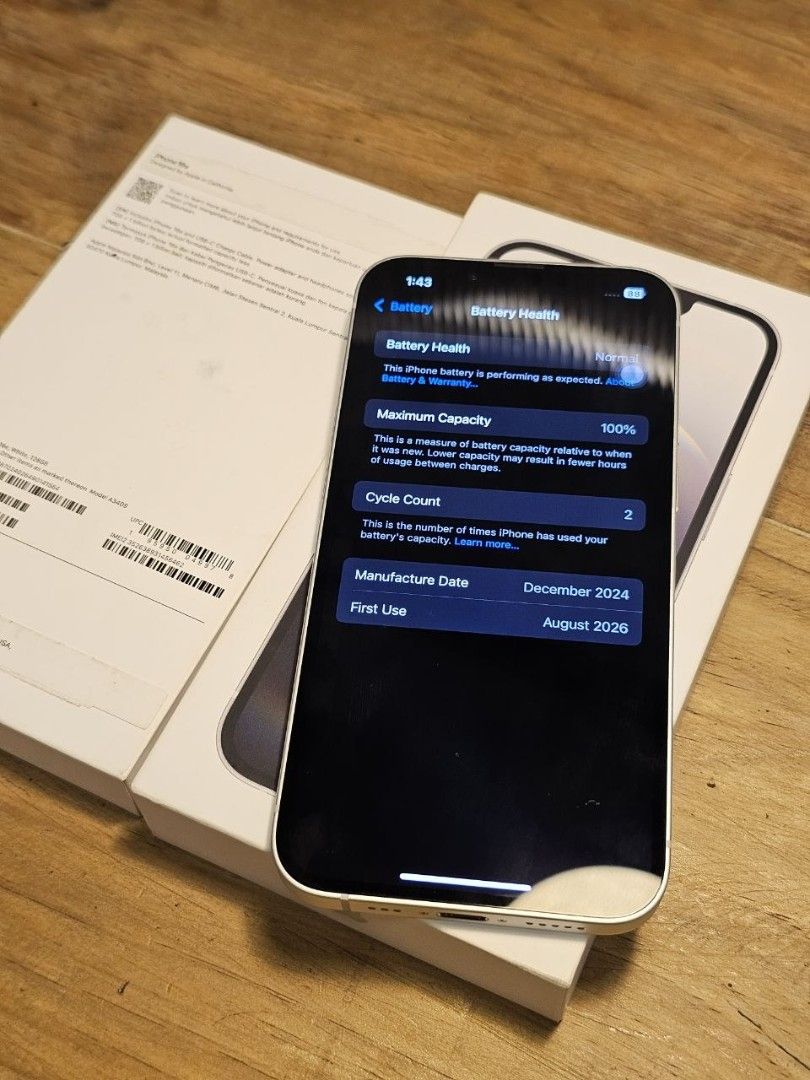 IPHONE 16e 128 GB Underwarranty (Category: iPhone 16 Series) located in Manila. Submitted by jeff7times13783 (Listing ID 1456546408, Image 3). Description: FOR SALE OR SWAP ‼️‼️‼️ IPHONE 16e 128 GB WHITE UNDERWARRANTY UNTIL 08/15/27 ₱24,300 ONLY ✨️ ✅ Factory Unlocked ✅ Zpa ✅2 Cycle Count and counting ✅ NTC Approved ✅100% Battery Health (Original) if proven fake, money back guarentee 💯 ✅ All working ✅ No history of repair or replacement INCLUSION