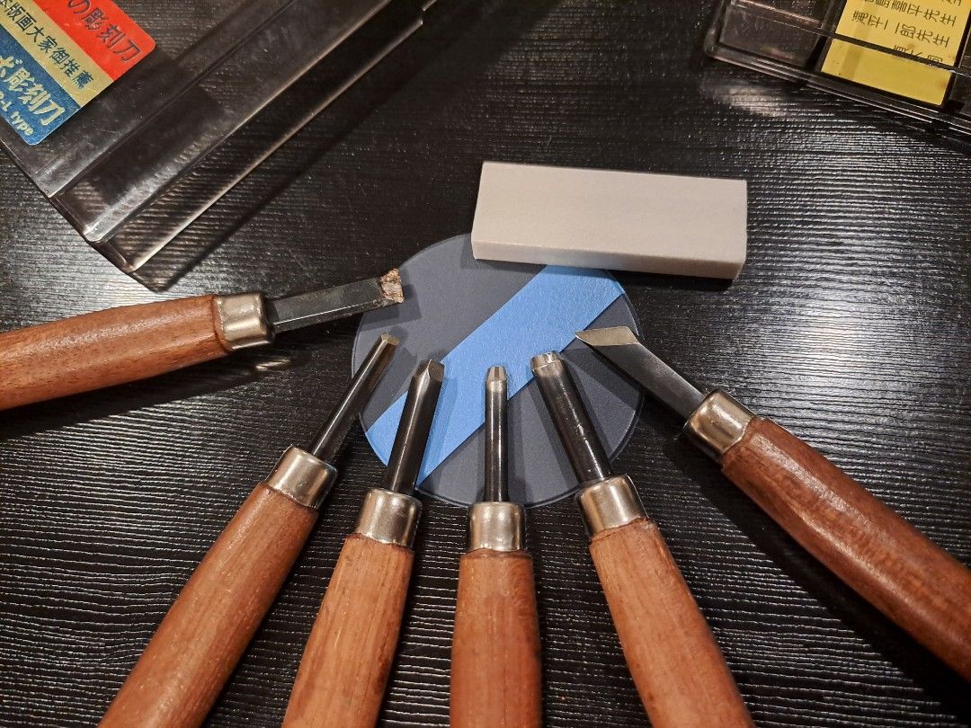 Japanese Wood Carving Tools Set (Category: Craft Supplies & Tools) located in Makati City. Submitted by delta4cain (Listing ID 1456598478, Image 1). Description: Set of Japanese wood carving tools with original plastic box and its sharpening stone. *Unused, good condition.