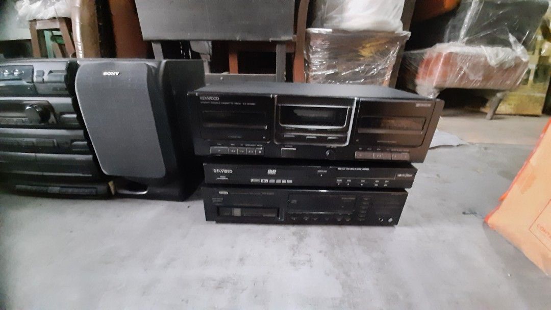 Kenwood Stereo System with Speakers and Cassette Deck (Category: Soundbars, Speakers & Amplifiers) located in Makati City. Submitted by paras_jcp882520 (Listing ID 1456487320, Image 1). Description: - Kenwood stereo system with double cassette deck and speakers - Separate DVD player - Sony stereo system with speakers - Additional Pioneer and Technics components included - All items confirmed functional - Perfect for music enthusiasts looking for 