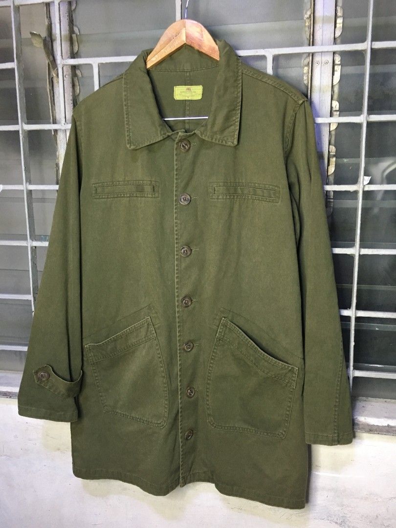 Kingstool Co. Utility Chore Jacket (Category: Coats, Jackets and Outerwear) located in Cabuyao City. Submitted by roronhilira (Listing ID 1456511267, Image 2). Description: KINGSTOOL CO. UTILITY CHORE JACKET * Medium on tag 21 pit to pit 34 length 18 shoulder to shoulder 25 sleeve length 9.5 color rate very good condition 1300 plus ship DM 📥.