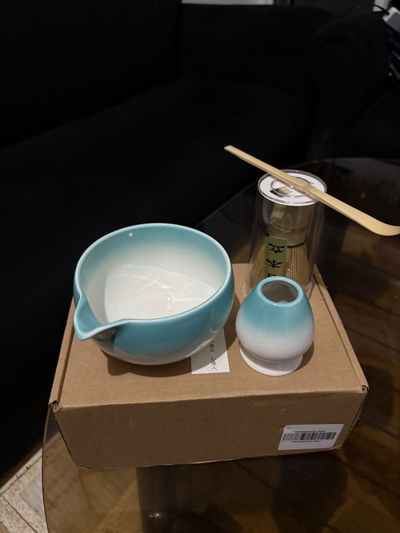Matcha Whisk Set (Category: Coffee & Tea Tableware) located in Cavite. Submitted by nikkabels (Listing ID 1456550194, Image 1). Description: The Cutest Matcha Starter Set! Your matcha corner needs this! Dreamy white + gradient blue set that’s giving clean girl café vibes ☁️ Perfect for making your matcha at home or as a cute gift for a matcha lover! 💚 Set includes: • Ceramic Matcha Bowl • Ceramic Whisk Holder • Bamboo Spoon • Bamboo Whisk ✨ Cond