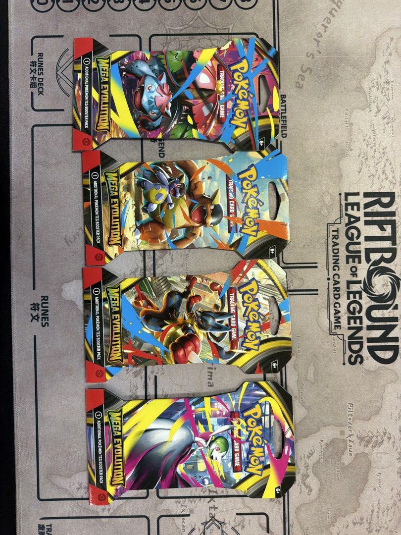 Mega Evolution Sleeves (Category: Card Packs) located in Singapore. Submitted by yellowyellownotdirtyfellow (Listing ID 1456506497, Image 1). Description: 1 for $10ea 4 for $9.80ea 10 for $9.50ea.