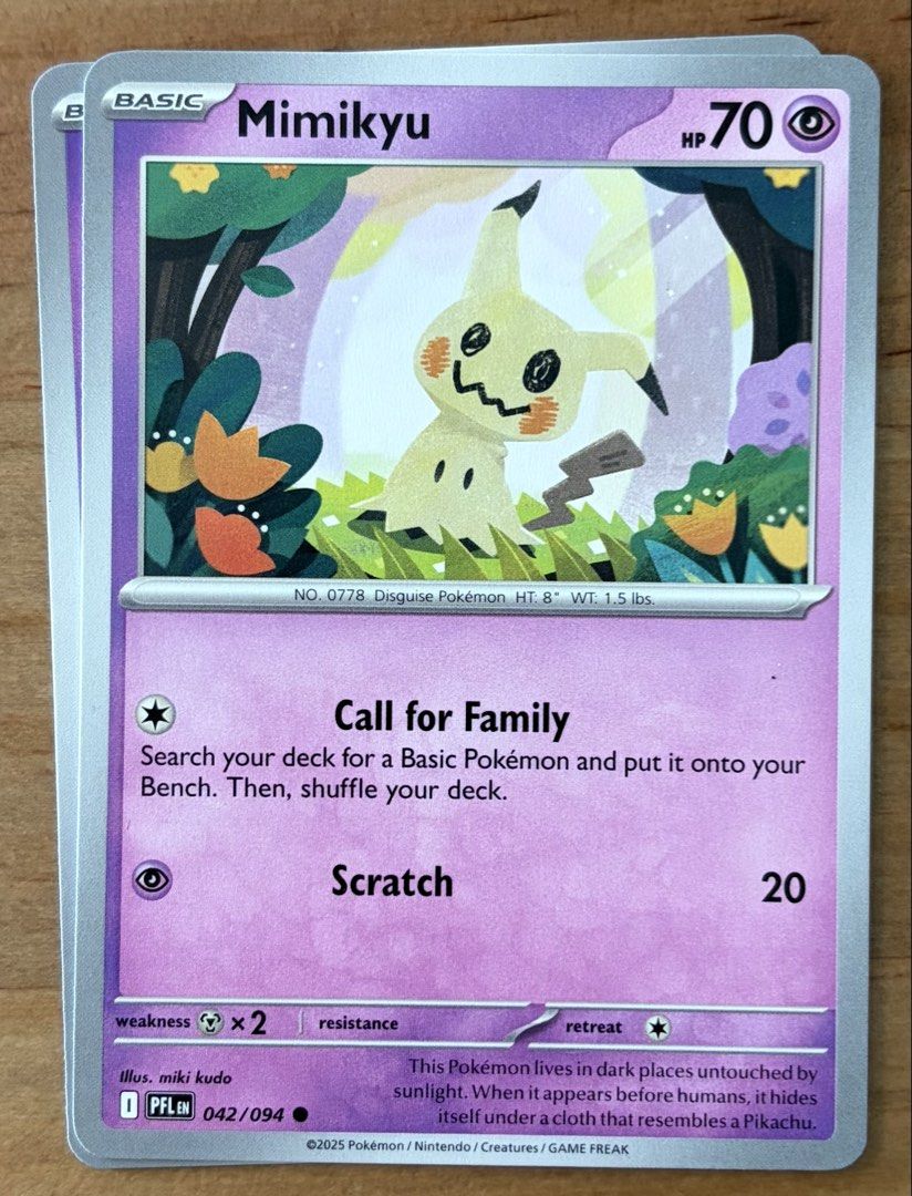 Mimikyu | Pokemon Cards ~ Phantasmal Flames (Category: Raw Singles) located in Makati City. Submitted by cardlab (Listing ID 1456514056, Image 1). Description: Items are 💯 authentic/original/legit. About The Card: •Language: EN • Number: 042/094 • Common • Normal FOR: • Cards ₱99 and below with Card Sleeves • Cards ₱100 and up with Card Sleeves and Used Toploader • ₱10 for Bnew Tops Packaging (If Shipping): ✔️ Plastic cover ✔️ Cardboard ✔️ Bubbl