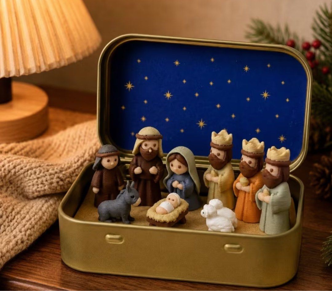 Miniature Belen / Nativity Set (super cute!) (Category: Other Home Decor) located in Manila. Submitted by epicdolphin.86649e (Listing ID 1456478739, Image 2). Description: Miniature belen (plastic) in tin can Good quality, perfect gift for your inaanak, pamangkins, students, bible group #Christmas #Christmasdecor #advent.