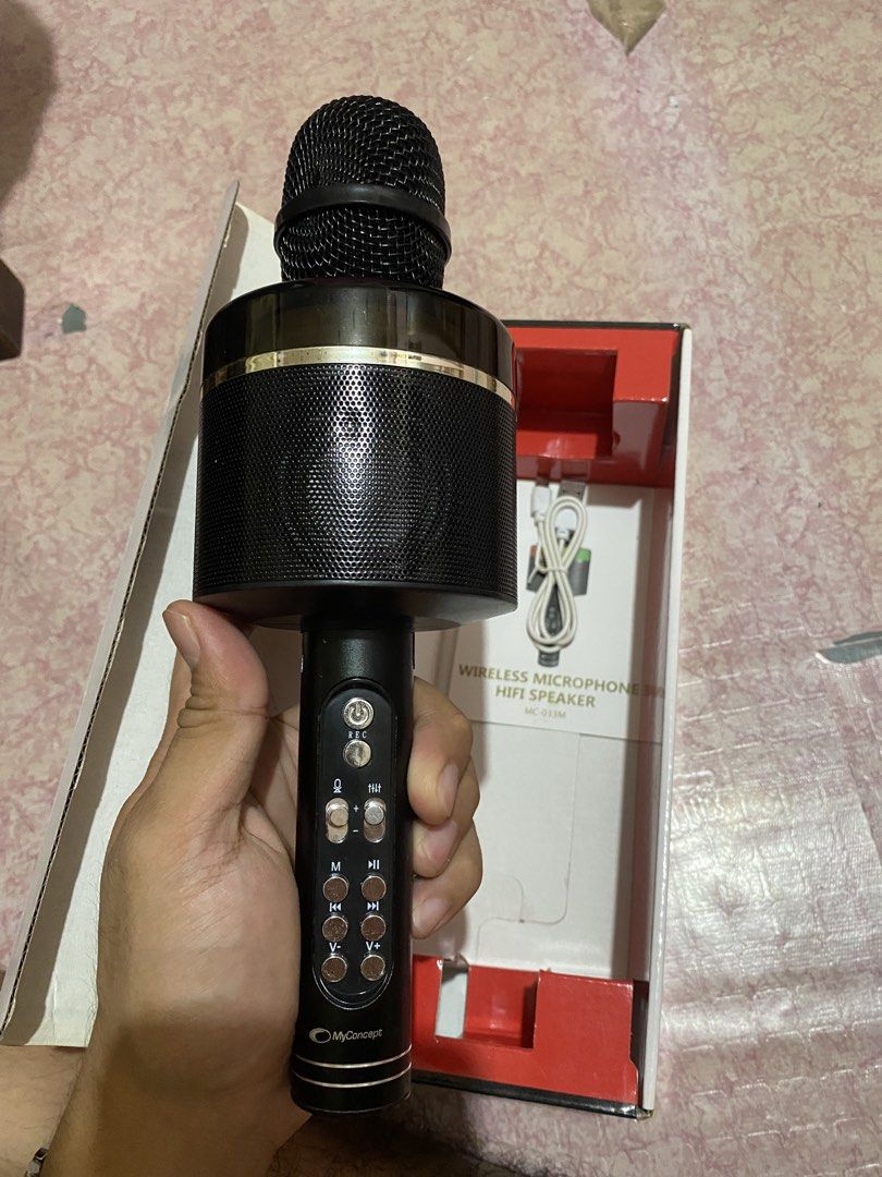 MyConcept MC-033M Wireless Microphone Hifi Speaker (Category: Soundbars, Speakers & Amplifiers) located in Manila. Submitted by vince1619 (Listing ID 1456477577, Image 2). Description: - MyConcept MC-033M Wireless Microphone with Built-in Speaker - Features vibrant, colorful LED lights - Comes with a charging cable - Ideal for karaoke nights and parties - Simple and easy to connect and operate.