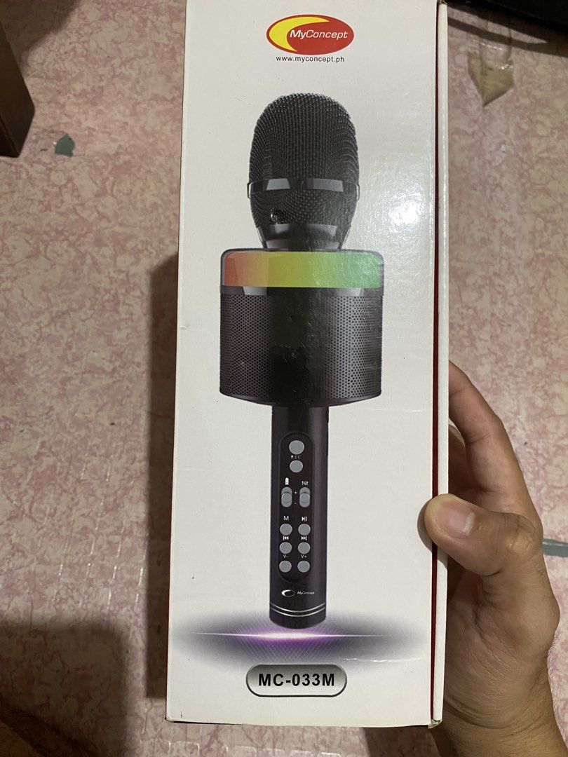 MyConcept MC-033M Wireless Microphone Hifi Speaker (Category: Soundbars, Speakers & Amplifiers) located in Manila. Submitted by vince1619 (Listing ID 1456477577, Image 1). Description: - MyConcept MC-033M Wireless Microphone with Built-in Speaker - Features vibrant, colorful LED lights - Comes with a charging cable - Ideal for karaoke nights and parties - Simple and easy to connect and operate.