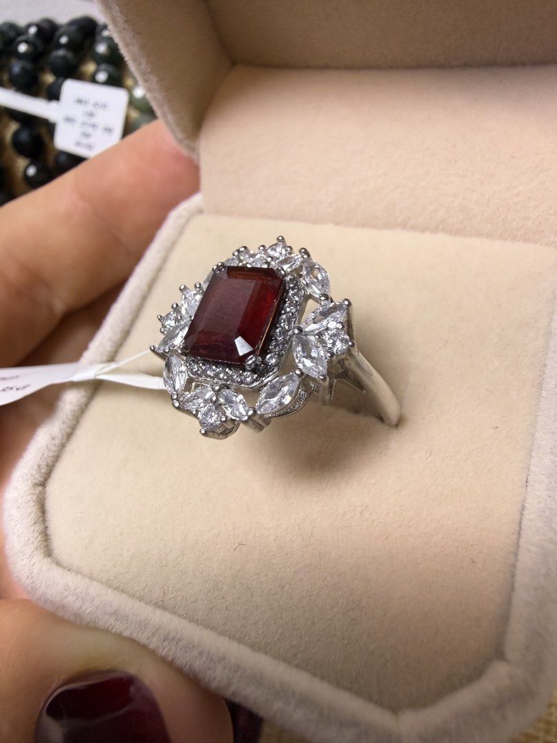 Natural Ruby Ring - emerald cut (Category: Rings) located in Baguio. Submitted by mooi.kuryba (Listing ID 1456584309, Image 3). Description: Embrace passion, protection, and prosperity with our exquisite ruby rings – timeless treasures that speak to the heart and soul. 💍 Natural Ruby ♥️ Brand New in Sterling Silver 925 ⚡️ Faceted Emeral cut | Adjustable | 4,055 PHP W/ cert 📄 One piece only 🤩 Message us for orders! 📲 #rubyjewelry #rings #mooik