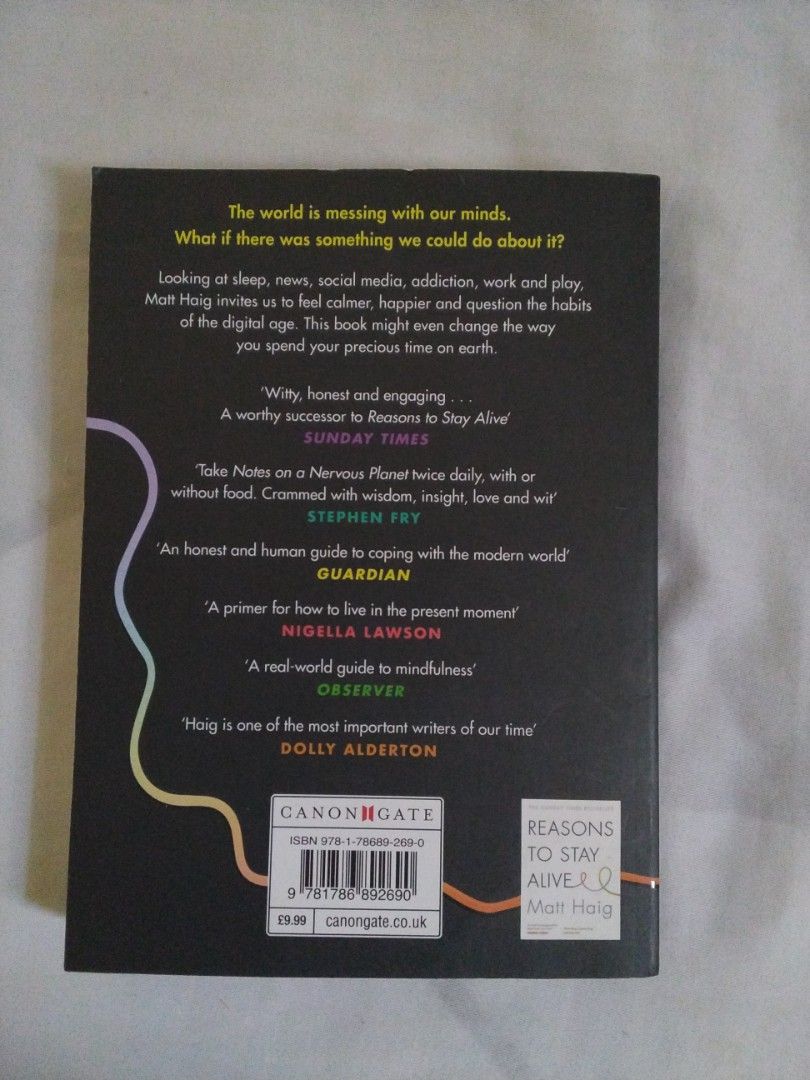 Notes on a nervous planet by Matt Haig (Paperback) (Category: Storybooks) located in Puerto Princesa. Submitted by enjeruru (Listing ID 1456442296, Image 2). Description: RFS: Decluttering books to free up bookshelves. DM me for book condition. ‼️‼️Not a reprinted copy MOP: Gcash / Maribank/ GoTyme -Payment first -Send receipt once done First come, first serve ❌️NO JOY MINER ❌️NO CANCELATIONS ❌️NO BOGUS BUYER ❌️NO HAGGLING.