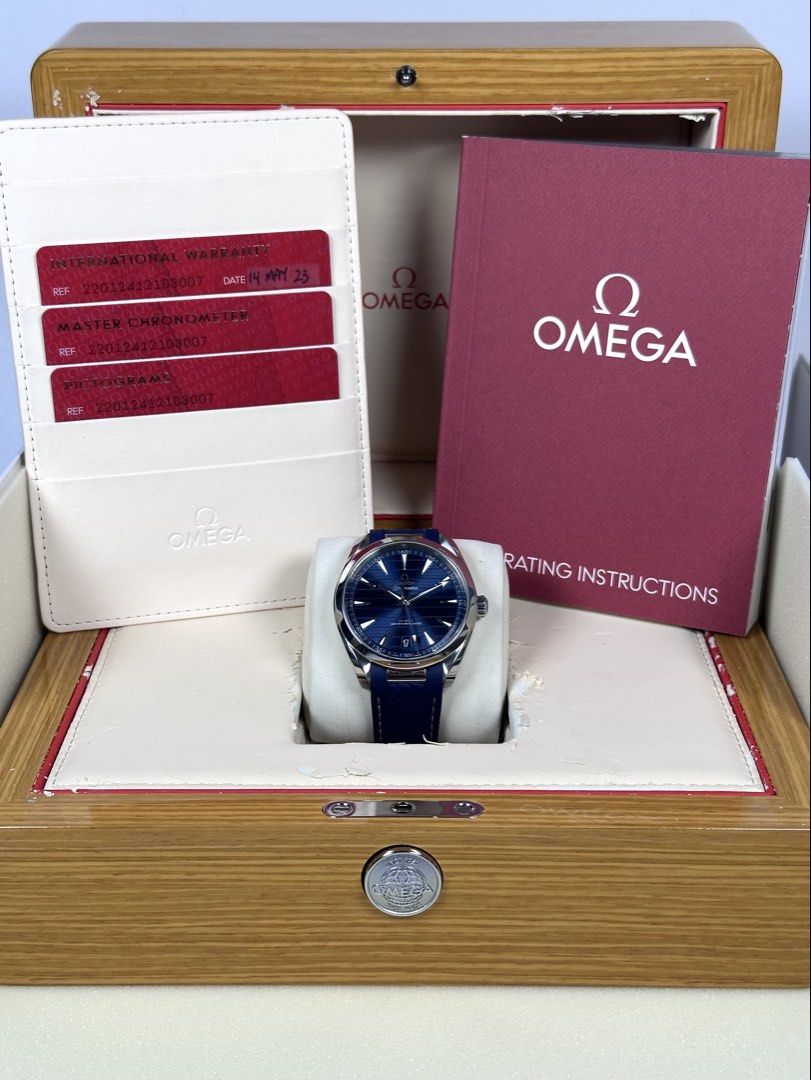 OMEGA SEAMASTER AQUA TERRA (2023) (Category: Luxury Watches) located in San Jose del Monte. Submitted by dg_timepieces (Listing ID 1456495586, Image 2). Description: FOR SALE 🏷️ OMEGA SEAMASTER AQUA TERRA CO-AXIAL MASTER CHRONO Ref. 220.12.41.21.03.007 (2023) ₱310k Only •41mm Sun Brushed Blue Dial •Full Set (Box, Double Box, Cards & Manuals) •Automatic Movement (60-Hour Power reserve) •Blue Structured Rubber Strap •9.5/10 Excelent Condition •Act