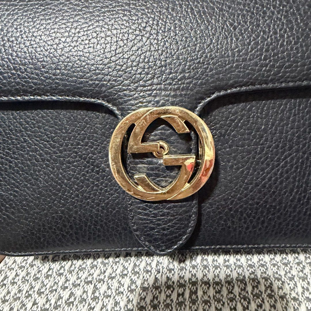 Original Gucci Interlocking G Small Chain Shoulder Bag (Category: Luxury Bags & Wallets) located in Manila. Submitted by shopwithbrilliantadel (Listing ID 1456574785, Image 3). Description: Good condition, minor signs of wear Includes dustbag, booklet and authenticity certificate from Koibito Korea Can be worn as shoulder/crossbody bag.