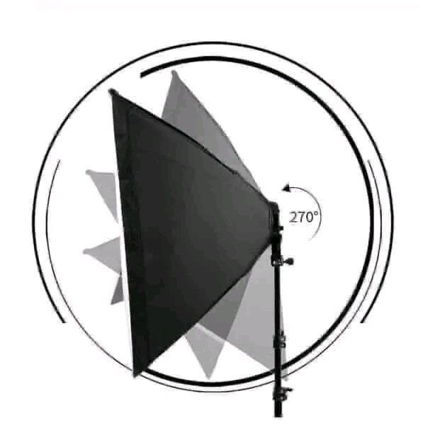 Photography Softbox Light Stand 45W Bulb Kit (Category: Lighting & Studio Equipment) located in Manila. Submitted by marvieobordo (Listing ID 1456491825, Image 3). Description: - Complete softbox lighting kit for photography - Includes: Softbox, adjustable light stand, 45W bulb - Features: Ceramic heat-resistant lamp head, detachable white soft cloth, durable steel bar support rods - Lamp head rotates 270 degrees for versatile positioning - Easy 