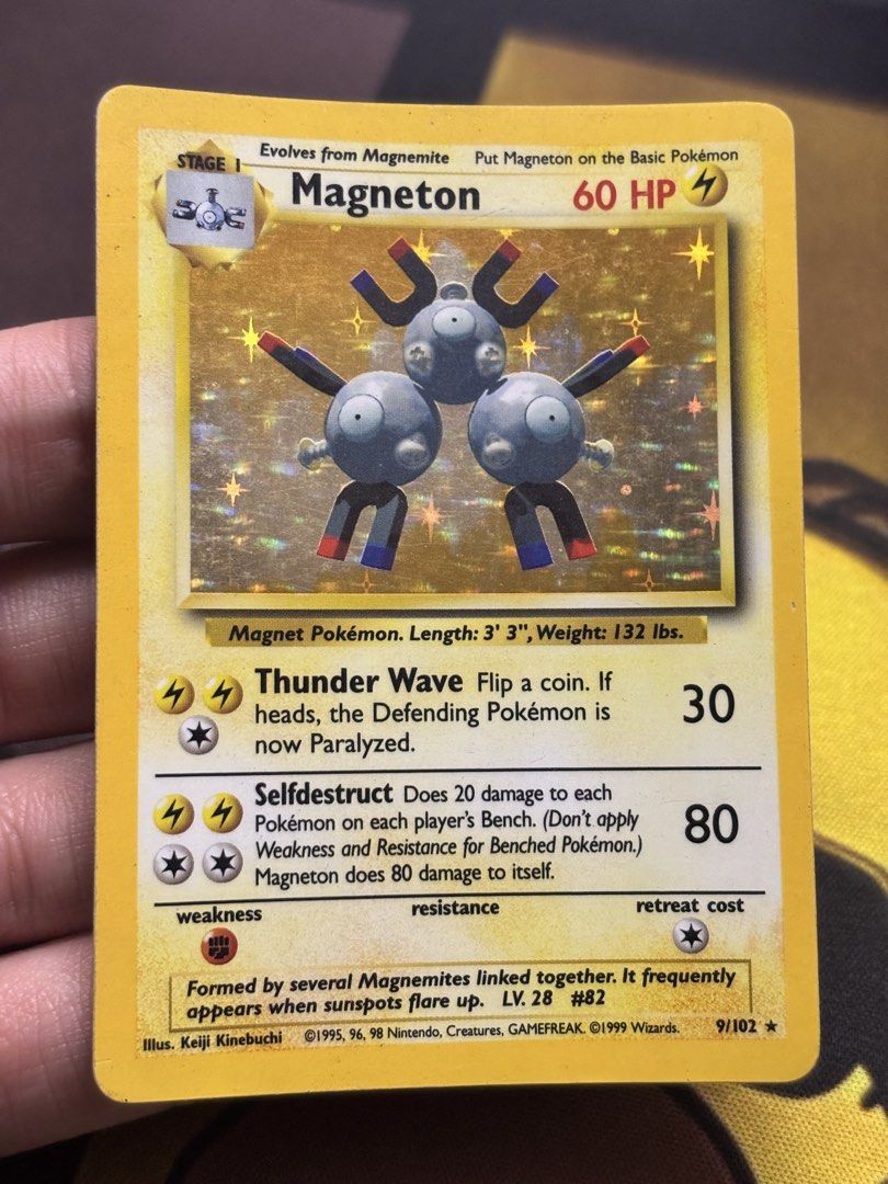 Pokemon cards vintage Magneton Holo Base Set (Category: Raw Singles) located in Manila. Submitted by abb88 (Listing ID 1456572385, Image 1). Description: For sale 1400₱ only Good binder copy.