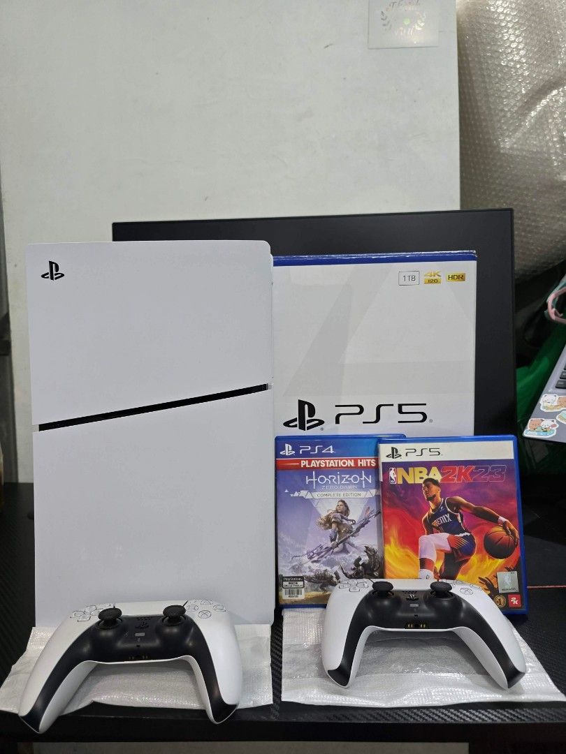 PS5 SLIM MATTE / DISC EDITION / COMPLETE ACCESSORIES / 2 CONTROLLERS / PLUG AND PLAY (Category: PlayStation) located in Manila. Submitted by mikkolosg20176 (Listing ID 1456494330, Image 1). Description: CASH ON DELIVERY KAMI PO MISMO ANG MAGHAHATID SA INYO PS5 SLIM MATTE / 2 CONTROLLERS FOR SALE ONLY ✅ Unit ✅ Hdmi ✅ Power Cord ✅ Dual Sense (2 CONTROLLERS) ✅ Nba2k23 + HZD ✅ Orig Box Price : 29,990 Plug and Play No History of Repair Pin Location: A