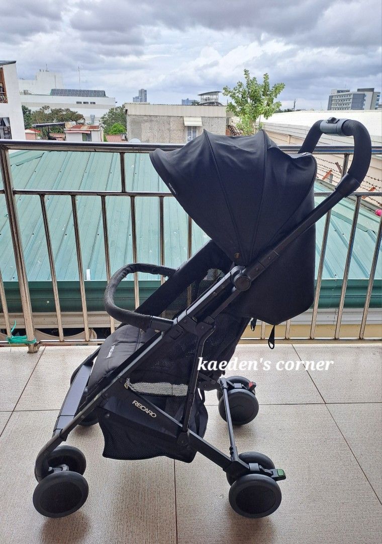 Recaro Easylife Stroller (Category: Strollers) located in Cebu City. Submitted by kaedenscebu (Listing ID 1456462087, Image 3). Description: Recaro Easylife Compact Stroller ▪︎Age suitable : 6months ulto 4yrs old ▪︎Travel friendly cabin size ▪︎Semi recline position ▪︎5points safety harness ▪︎One hand fold mechanism ▪︎Compact fold weight 5.9kg ▪︎Eight smooth running wheels ▪︎Swivel Fron lockable wheels ▪︎Breathable mesh side seat ▪︎Large shopping 