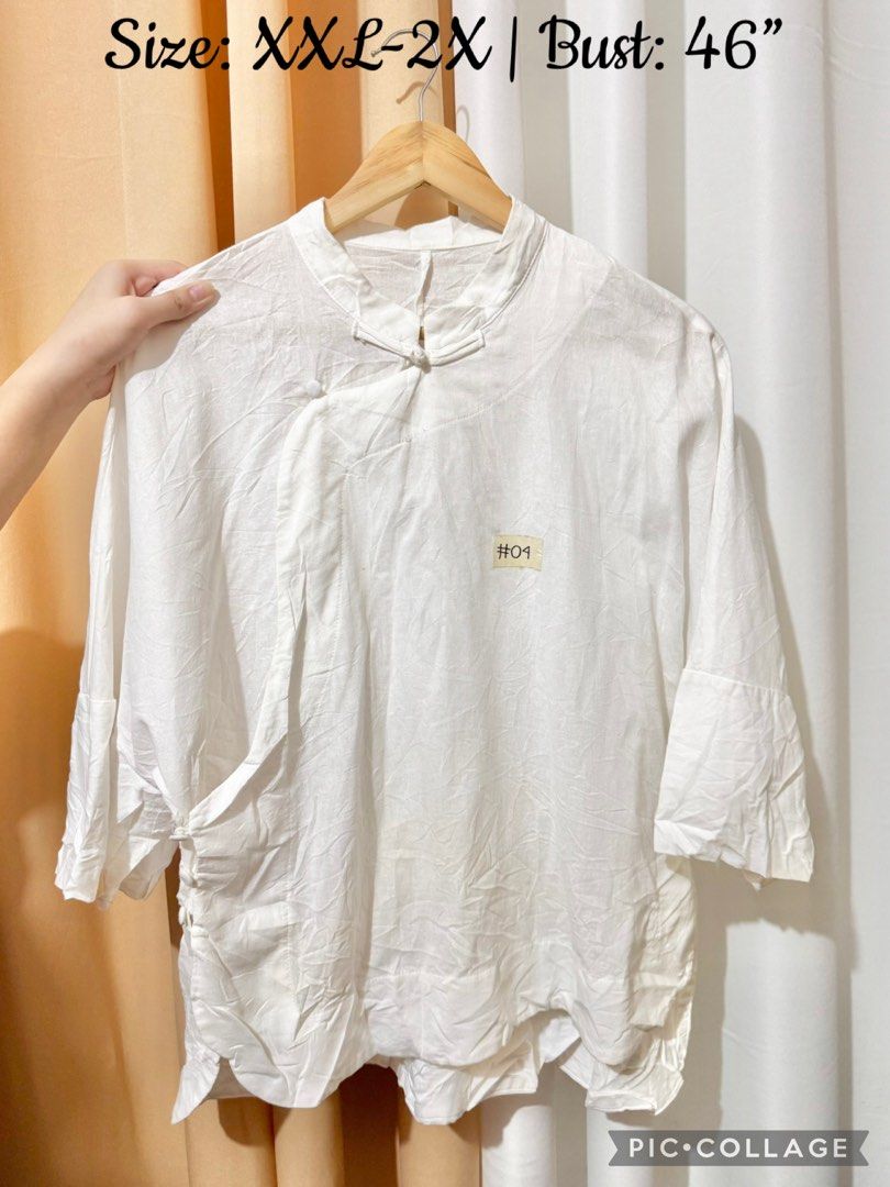 Relaxed Chinese Collar White Blouse (Category: Blouses) located in Quezon City. Submitted by everydayessentialsstudio (Listing ID 1456440621, Image 1). Description: A relaxed white blouse featuring a Chinese collar and flowy silhouette—perfect for office wear or casual styling. 📌 Features • Chinese collar • Relaxed fit • Three-fourth sleeves • Lightweight • Breathable fabric #EverydayEssentialsStudio #OfficeBlouse #WhiteTop #MinimalWardrobe #Uka