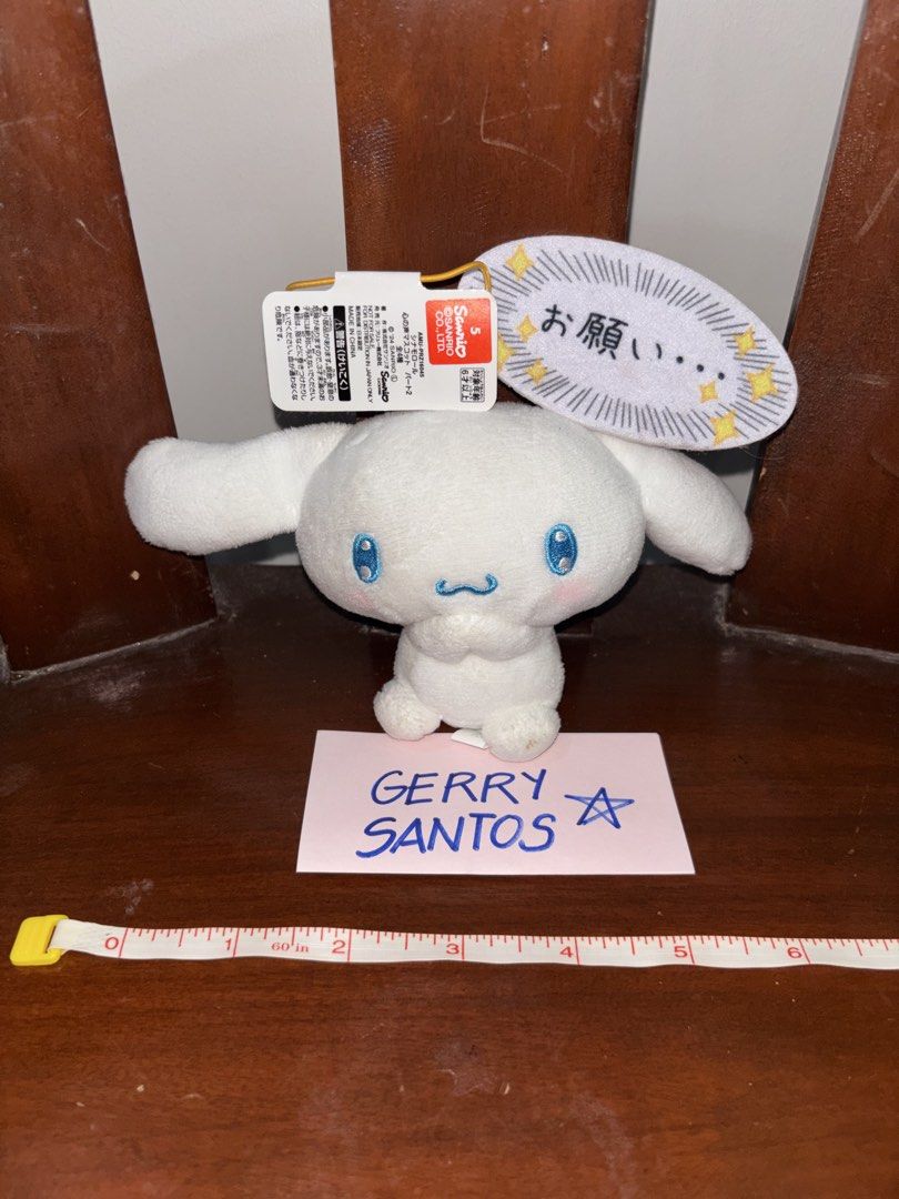 SANRIO Cinnamoroll Mascot Plush Charm (Category: Plushies & Soft Toys) located in Taytay. Submitted by santosgjc70612 (Listing ID 1456467756, Image 1). Description: SANRIO Cinnamoroll Plush charm - With attached Sanrio tag + etiketa - Approx 4 inches tall, 5 inches wide - With felt speech bubble accessory.