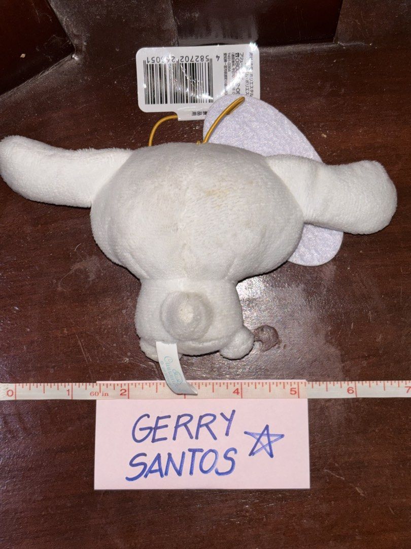 SANRIO Cinnamoroll Mascot Plush Charm (Category: Plushies & Soft Toys) located in Taytay. Submitted by santosgjc70612 (Listing ID 1456467756, Image 2). Description: SANRIO Cinnamoroll Plush charm - With attached Sanrio tag + etiketa - Approx 4 inches tall, 5 inches wide - With felt speech bubble accessory.