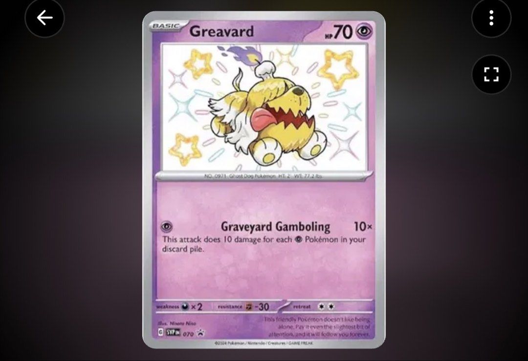 [Scarlet & Violet Promo] Pokemon - Greavard (Category: Raw Singles) located in Quezon City. Submitted by james_ca (Listing ID 1456552566, Image 1). Description: • card is “pack fresh”; nm-m condition • shipping fee shouldered by buyer.