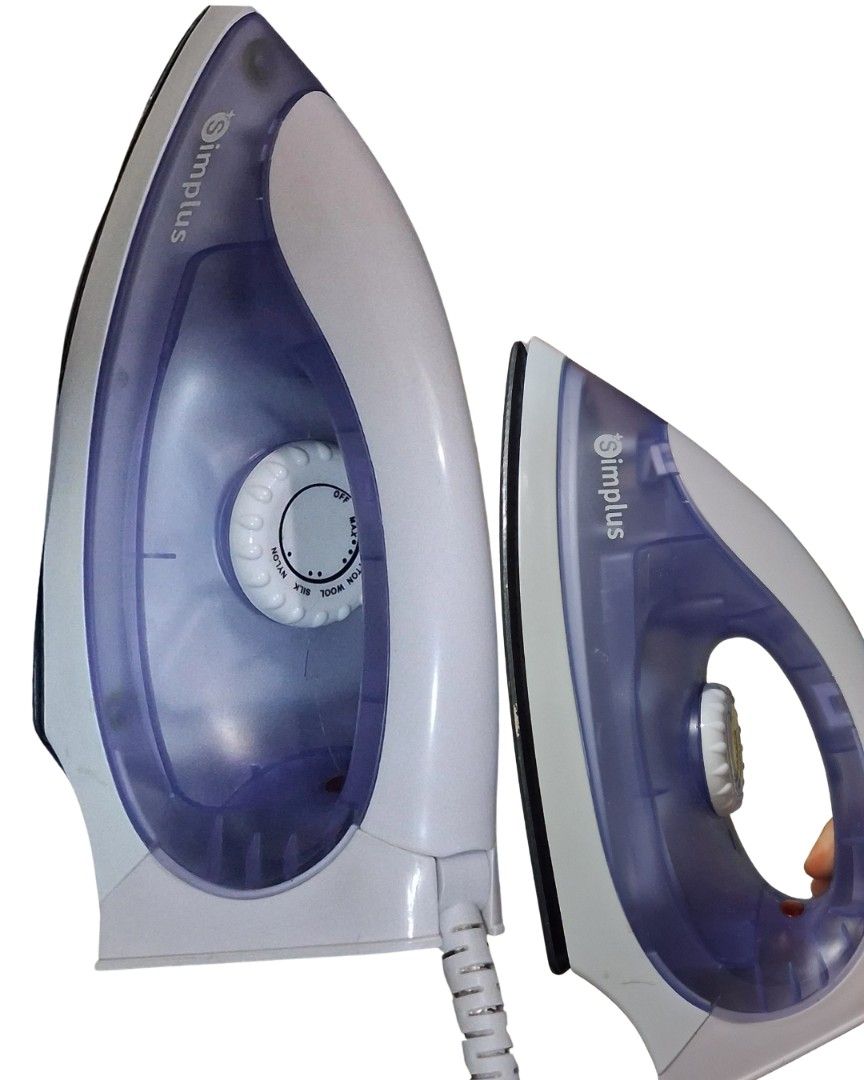 Simplus Steam Iron (Category: Irons & Steamers) located in Manila. Submitted by ashleejn (Listing ID 1456473202, Image 1). Description: - Simplus Steam Iron - Color: Purple and White - Condition: Used, with visible soleplate marks and scratches from normal use (pwede pa maalis need lang ng wax/candle then knife or scissors para kaskasin - Functionality: Fully working and functional!!! - Includes: Original power cord - Ideal for: Everyday ironing 