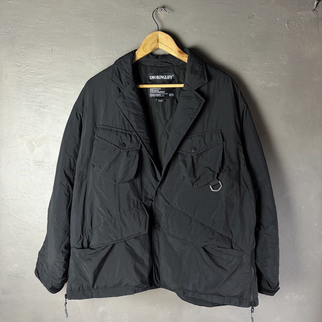 SMOKINGLIFE Tech Utility Multi-pocket Jacket (Category: Coats, Jackets and Outerwear) located in Manila. Submitted by yourtherapist_ (Listing ID 1456484564, Image 1). Description: SMOKINGLIFE Tech Utility Multi-pocket Jacket Tagged as small, fits large Excellent condition No flaws Measurements Width - 24” Length - 28” Sleeve - 23” 1,500.