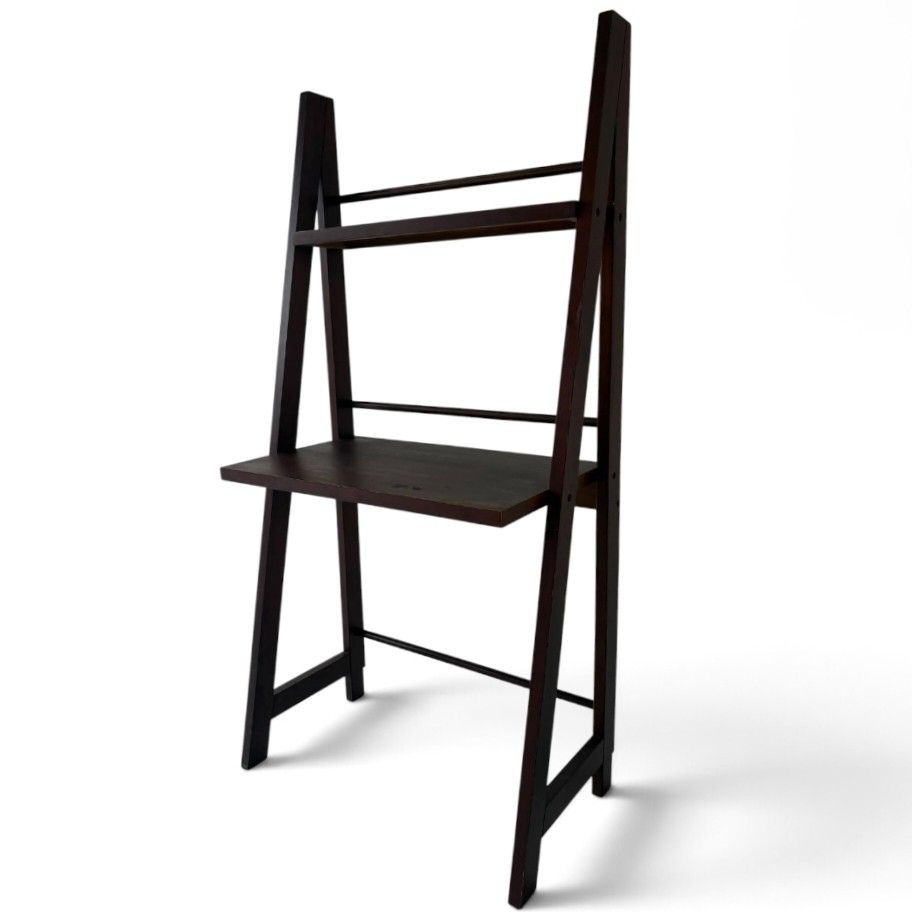 SOLID WOOD LADDER SHELF DESK/WALL LEANING WORKSTATION (Category: Shelves, Cabinets & Racks) located in Bulacan. Submitted by by_adette (Listing ID 1456591227, Image 1). Description: SOLID WOOD LADDER SHELF DESK/WALL LEANING WORKSTATION Measurements: L29"xW16"xH59".