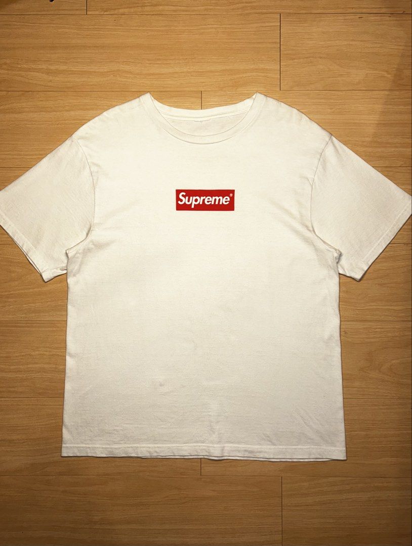 Supreme Box Logo T-Shirt White Red (Category: Tshirts & Polo Shirts ) located in Manila. Submitted by sevyph (Listing ID 1456431570, Image 1). Description: Supreme Box Logo Cut tags Excellent condition 21 × 27 .