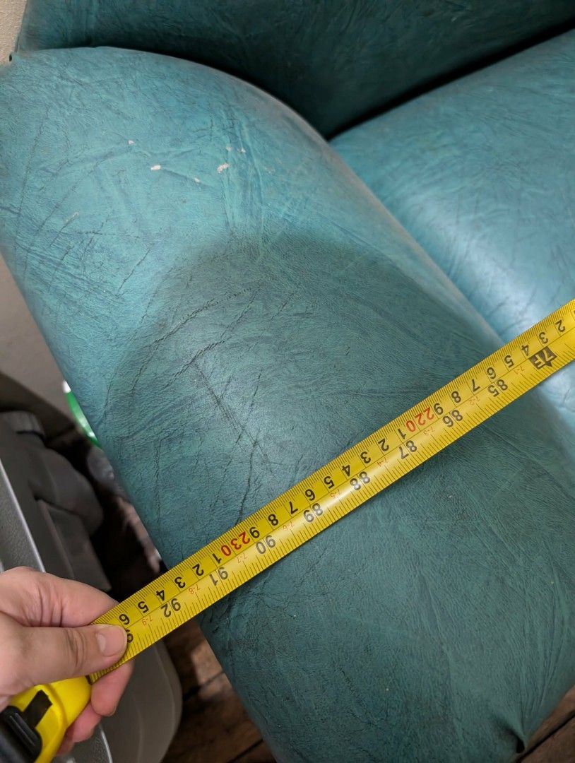 Teal Lounge Sofa (Category: Sofas) located in Manila. Submitted by kayceefrias (Listing ID 1456598009, Image 3). Description: - Unique teal chaise lounge sofa - Features a distinctive curved back design - Upholstered in textured faux leather - Approximately 180cm in length - Ideal as a living room or bedroom accent piece - Selling as is - Still in very good condition can seat 5-7persons.