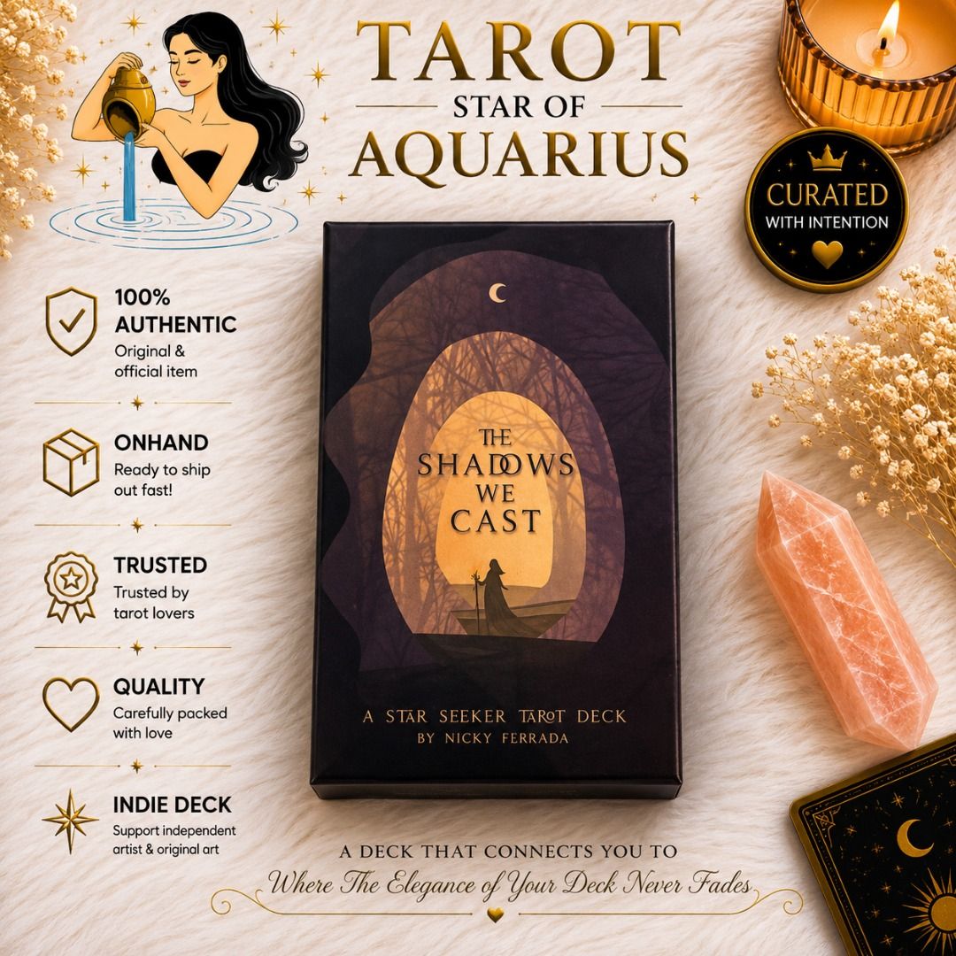 The shadow we cast Tarot Deck 1st Edition - Authentic (Category: Storybooks) located in Bacoor. Submitted by tarotstarofaquarius (Listing ID 1456589918, Image 1). Description: 🌑✨ STEP INTO THE MYSTICAL UNKNOWN WITH “THE SHADOWS WE CAST” TAROT DECK ✨🌑 Discover the magic hidden within the shadows with this breathtaking 79-card tarot deck & guidebook by Nicky Ferrada 🔮 Designed for deep spiritual exploration, shadow work, intuition, and powerful 
