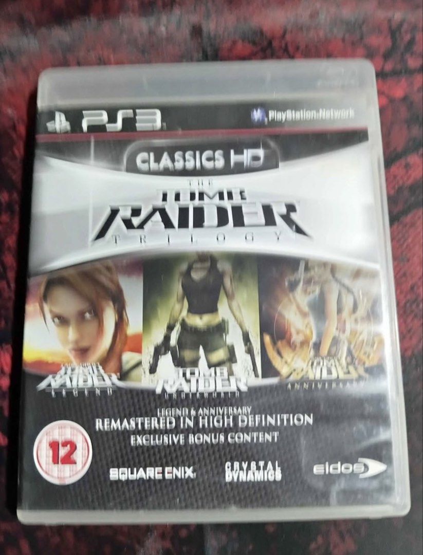 Tomb Raider Trilogy Classics HD PS3 Game (Category: PlayStation) located in Makati City. Submitted by emenem.m (Listing ID 1456595352, Image 1). Description: - Tomb Raider Trilogy Classics HD for PS3 - Includes: Legend, Underworld, and Anniversary games - Remastered in High Definition (HD) - Features exclusive bonus content - Published by Square Enix and Crystal Dynamics - A must-have collection for any Tomb Raider enthusiast.