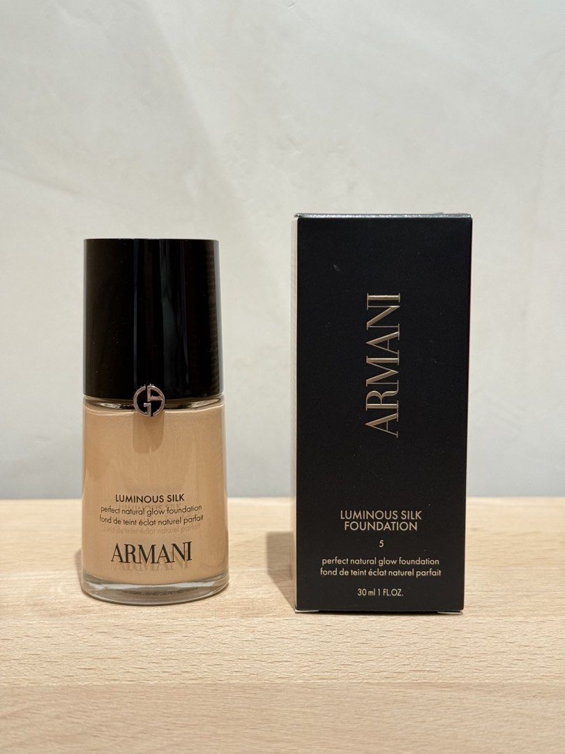 Giorgio Armani Luminous Silk Foundation (Shade 5) (Category: Makeup) located in Taguig. Submitted by prelovedbythemg (Listing ID 1456527934, Image 1). Description: Giorgio Armani Luminous Silk Foundation in Shade 5 (light neutral pink) — 30ml The perfect natural glow foundation. Slightly used (approx. 10 pumps used). In good condition with box. Bought June 2026 at Armani Beauty SM MOA (price tag intact) RFS: wrong shade, can’t make it work with m