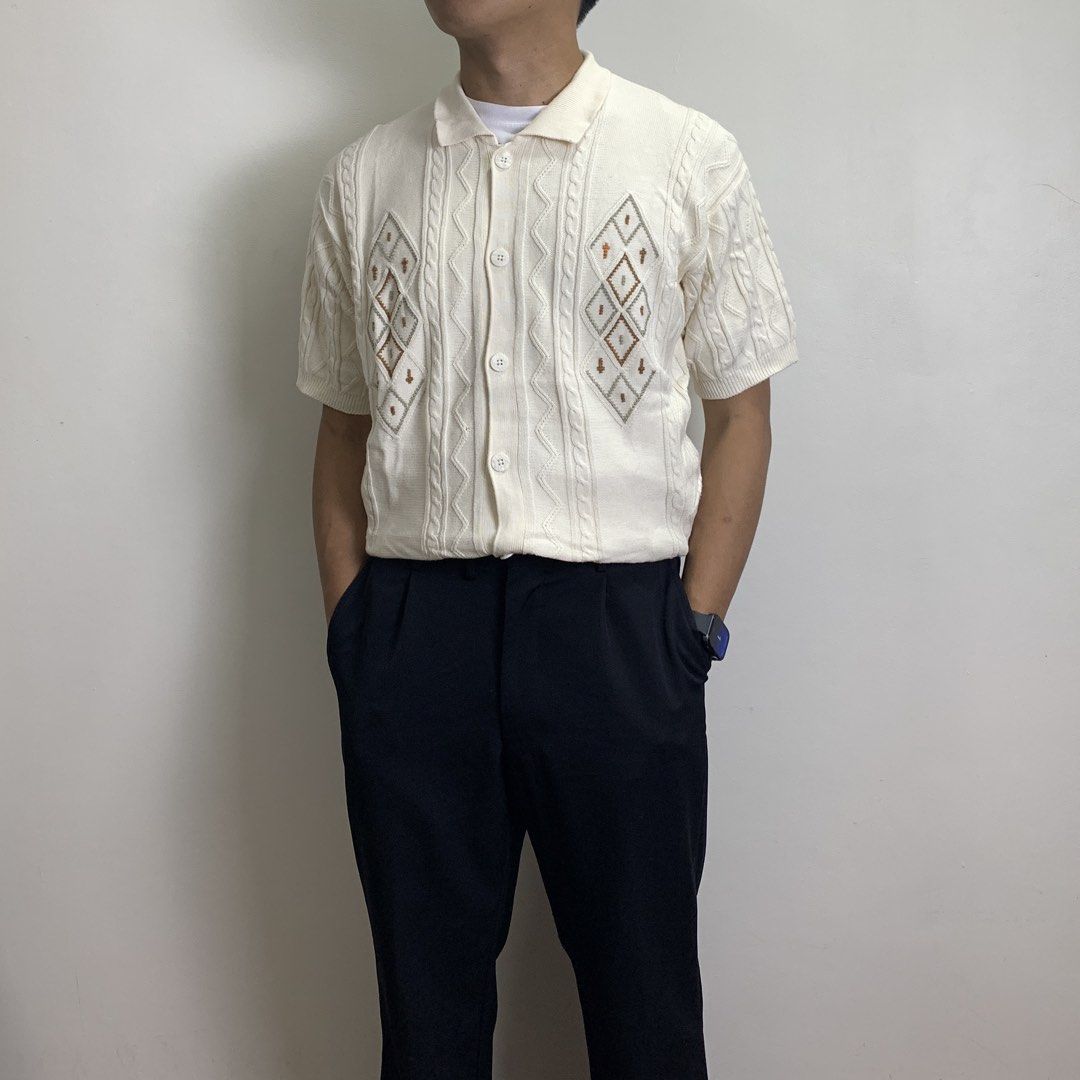 Vintage knitted polo (Category: Tshirts & Polo Shirts ) located in Baguio. Submitted by been.aged_ph (Listing ID 1456424099, Image 3). Description: 𝚂𝚒𝚣𝚎: fits up to L 𝙳𝚒𝚖𝚎𝚗𝚜𝚒𝚘𝚗𝚜: 23 x 26 𝙲𝚘𝚗𝚍𝚒𝚝𝚒𝚘𝚗: Excellent 𝙸𝚜𝚜𝚞𝚎: none Model Height: 5' 7".