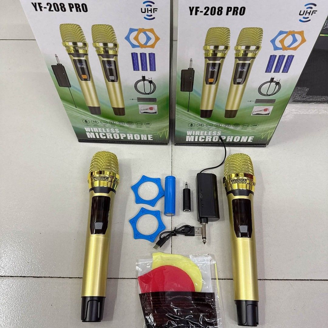 YF-208 PRO UHF Wireless Microphone Set (Category: Microphones) located in Manila. Submitted by chaionlineshop (Listing ID 1456507981, Image 2). Description: - YF-208 PRO UHF Wireless Microphone Set - Includes: 2 Microphones, 1 Receiver, Batteries, Charging Cable - Ideal for Karaoke Nights and Live Performances - Tested and Confirmed Working - Comes with Original Packaging.