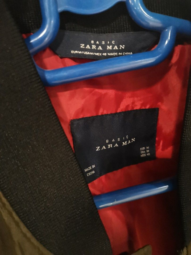 Zara Patchwork Military Green Bomber Jacket (Category: Coats, Jackets and Outerwear) located in Manila. Submitted by hb1118 (Listing ID 1456579519, Image 3). Description: patchwork jacket from Zara 2016 Barely used Olive Green with red lining no issues .