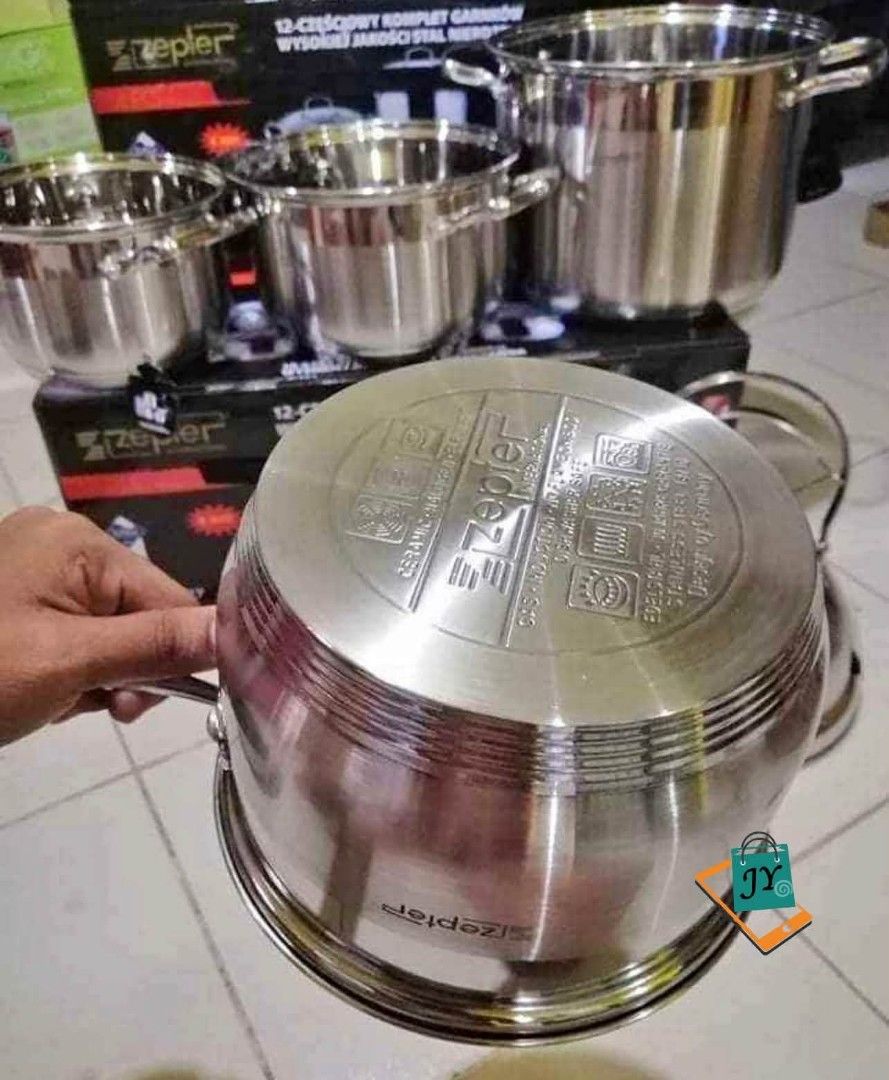 Zepter 12-Piece Cookware Set (Category: Cookware & Accessories) located in Manila. Submitted by chaionlineshop (Listing ID 1456512713, Image 3). Description: - Zepter 12-piece Cookware Set (Model ZP-2777) - Made from high-quality stainless steel - Set includes pots, pans, and a kettle - Ideal for everyday cooking needs - Comes in its original packaging.
