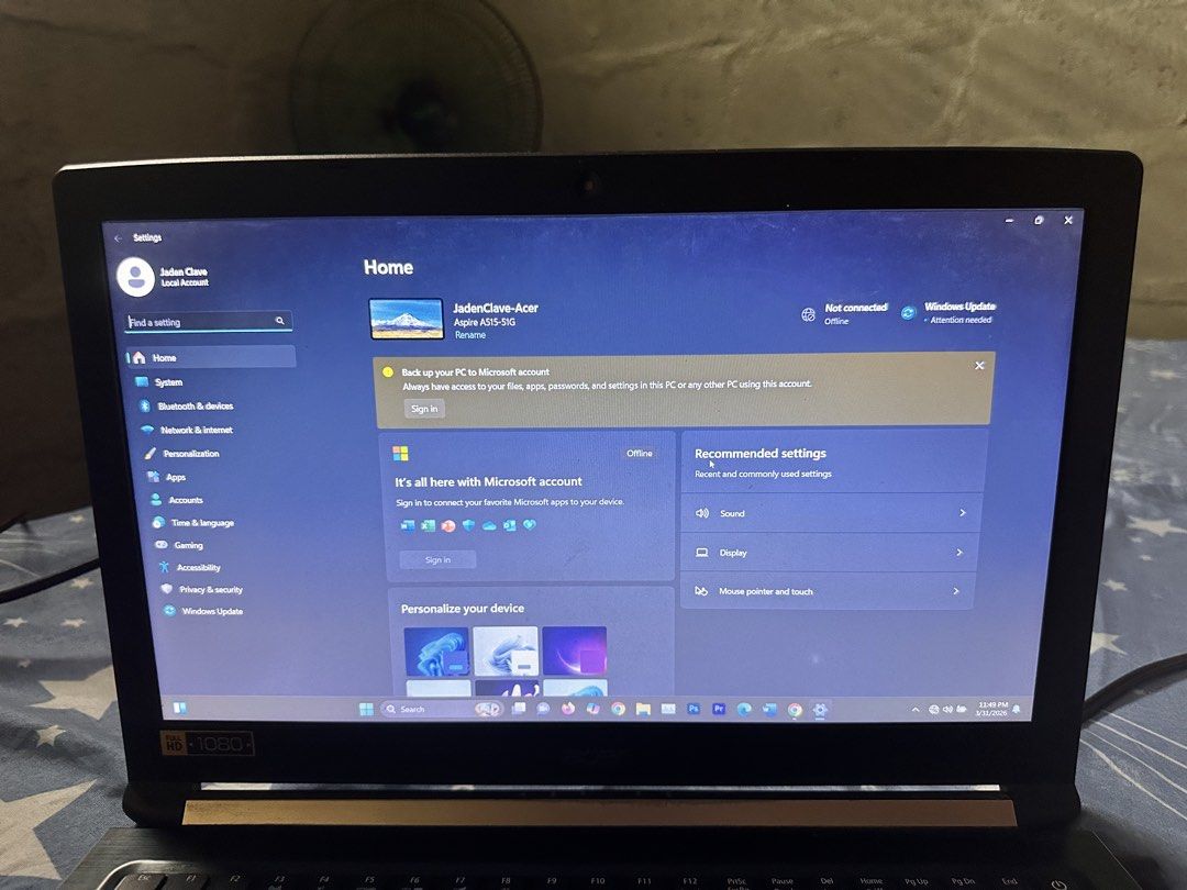 Acer Aspire A515-51G (Category: Laptops & Notebooks) located in Manila. Submitted by dein00 (Listing ID 1453417377, Image 3). Description: with issue. (due to nabasa sya pero pinaayos ko after) Pls read carefully. Specs are listed nasa pic naa Issue: - no battery (if gagamitin need nakasaksak like PC) - damaged speaker - damaged wifi port (may wifi pa rin pero binilhan ko ng original dongle) Specs: - I5 - 256 nvme ssd (upgraded) -12gb ung ram (up