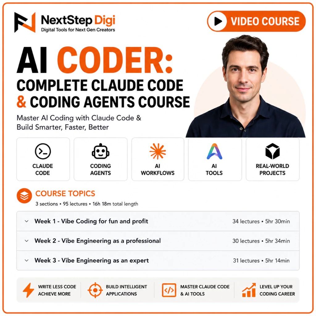 AI Coder: Complete Claude Code & Coding Agents Course | Claude Code, Cursor AI, Copilot, Codex, MCP, OpenCode (Category: Others) located in Kuala Lumpur. Submitted by nextstep.digi (Listing ID 1453319203, Image 2). Description: 🤖 AI Coder: Complete Claude Code & Coding Agents Course Master the future of AI-powered software development with one of the most comprehensive Claude Code and AI Coding Agents courses available. Learn how to build comple
