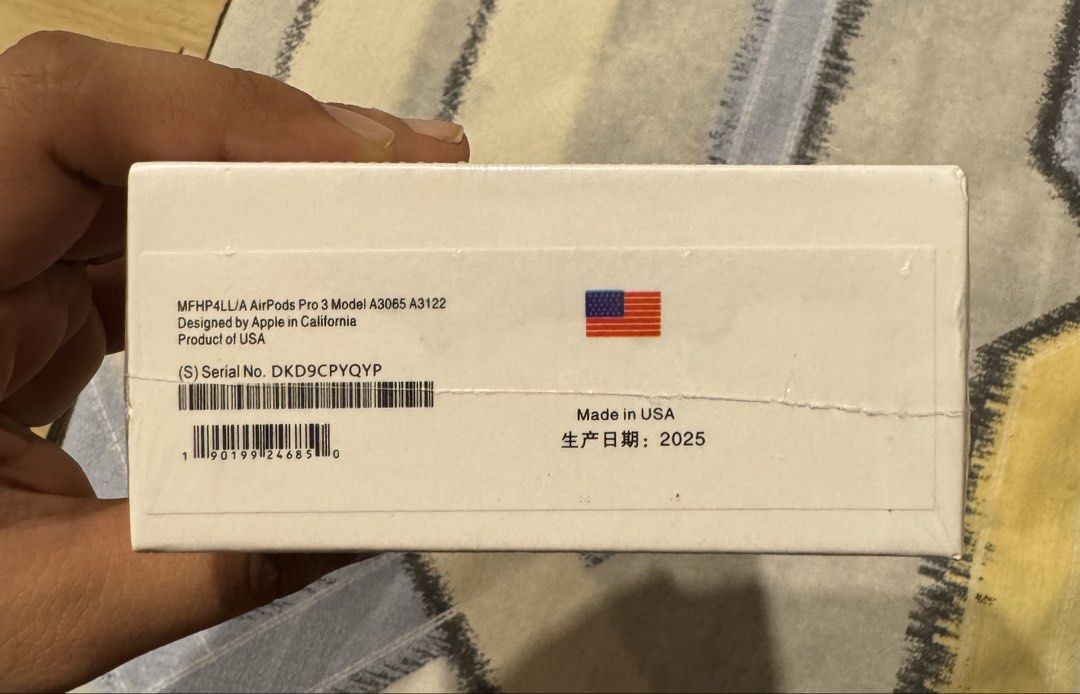 Apple AirPods Pro 3 (MFHP4LL/A) (Category: Earphones) located in Manila. Submitted by lgm.0786 (Listing ID 1453382086, Image 3). Description: - Brand new Apple AirPods Pro 3 - Wireless earbuds with charging case - Includes five ear tip sizes for a perfect fit - Compatible with USB-C, Apple Watch MagSafe, and Qi-certified chargers - Designed by Apple in California, Made in USA - Production Date: 2025 - Serial Number: DKD9CPYQYP.