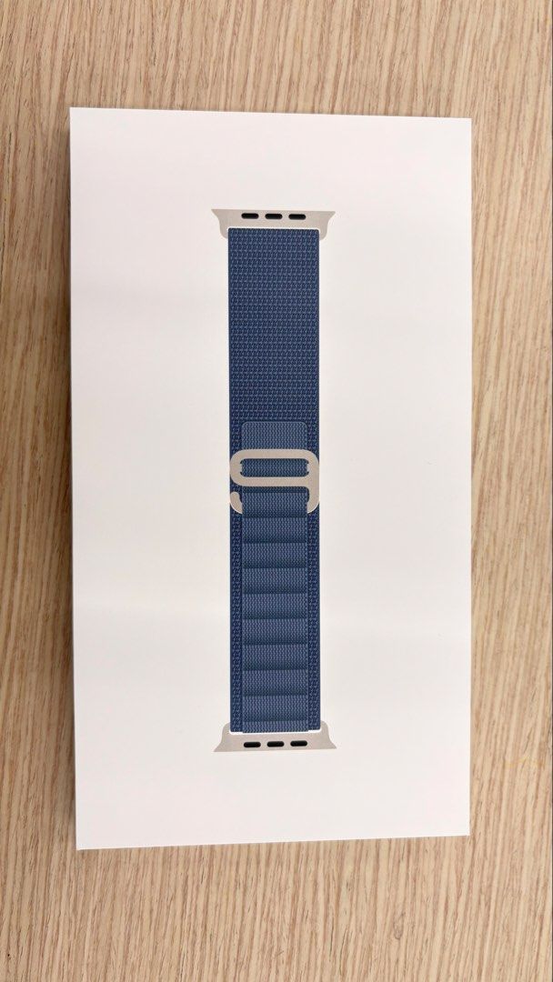 Apple Watch Alpine Loop Band 49mm S - Blue (Category: Wearables & Smart Watches) located in Pasig City. Submitted by hobbesthetiger (Listing ID 1453368002, Image 1). Description: - Apple Watch Alpine Loop Band - Size: 49mm, S length - Color: Blue - Material: Durable woven nylon - Closure: Titanium G-hook - Ideal for active use and sports - Original packaging included.