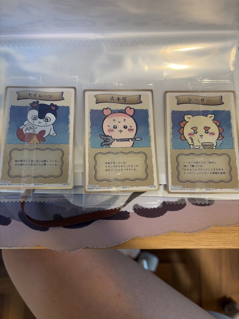 Assorted characters (Category: Raw Cards) located in Singapore. Submitted by ch0ops (Listing ID 1453329862, Image 2). Description: Fresh from Japan, gotten from the limited release wafer collection :) pulled these 3 cards when all I wanted was Hachiware :( Selling for $3 each but if you want to take more price is nego! .