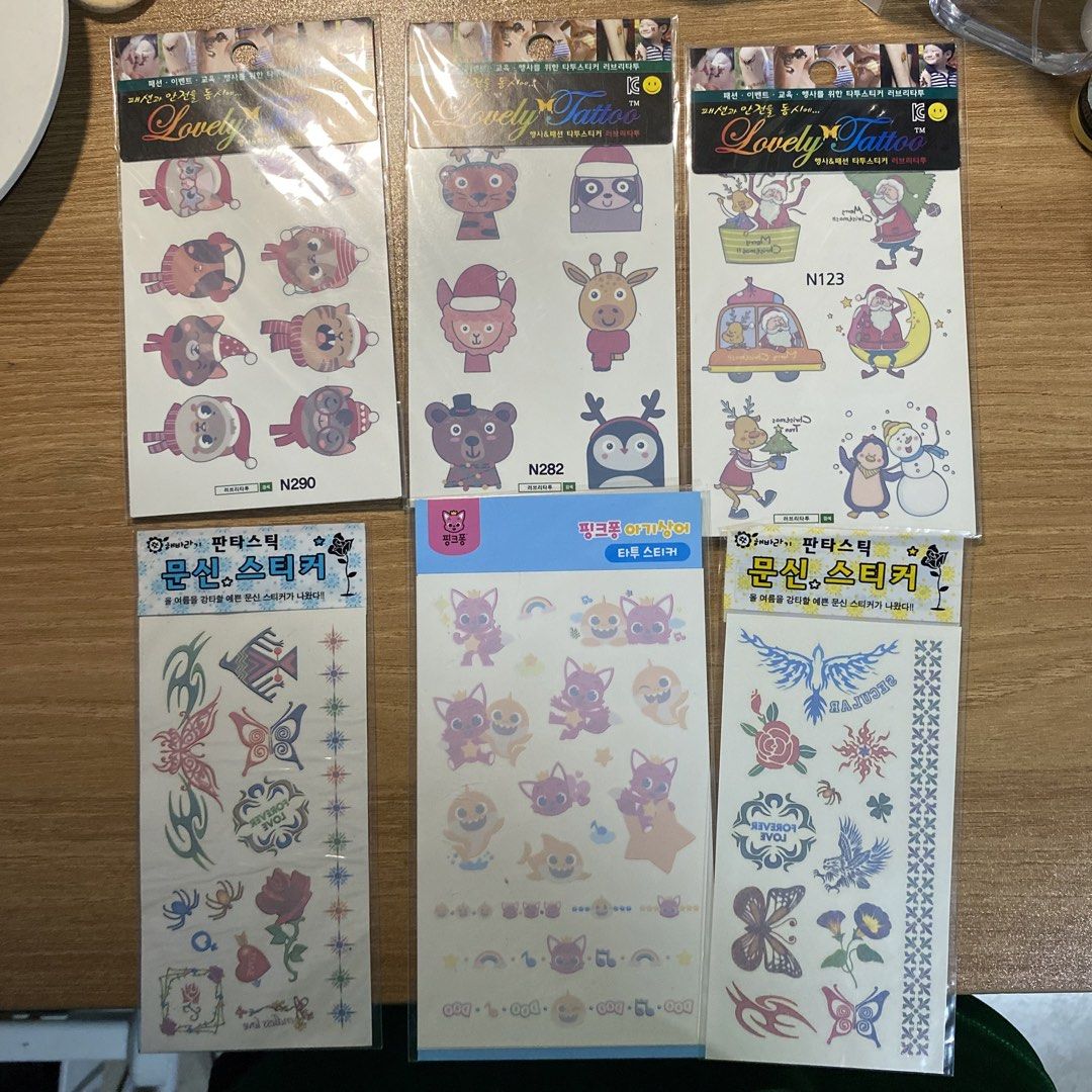 Assorted Temporary Tattoo Stickers - Flowers, Cartoon Characters, & More! (Category: Art & Prints) located in Manila. Submitted by alleyyagap62021 (Listing ID 1453387574, Image 3). Description: - Variety of temporary tattoo sticker packs available. - Designs include floral, cute cartoon characters (Mickey Mouse & friends, Cars, Batman), and animal themes. - Perfect for parties, costumes, or everyday fun. - Features some popular Korean brands. - A