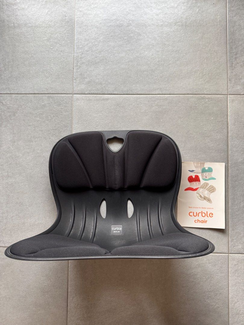 Back support (Category: Braces, Support & Protection) located in Singapore. Submitted by randy789 (Listing ID 1453308445, Image 3). Description: Selling Ablue Curble posture correction chair (wide) for $15. Colour: Black Able to deal from Jurong East station to Outram park station. .