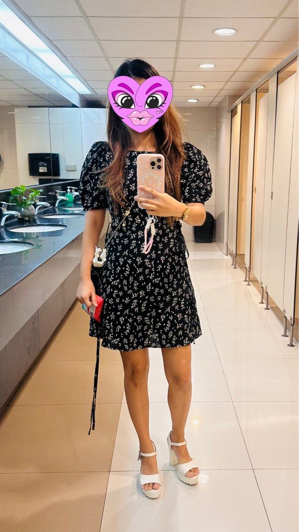 Black floral puff sleeve mini dress (Category: Dresses) located in Antipolo. Submitted by waco1313 (Listing ID 1452640813, Image 2). Description: - Cute black mini dress - White floral print - Puff sleeves - Tie waist - Flattering A-line skirt - Versatile for casual or night out - Easy to style with heels or flats.