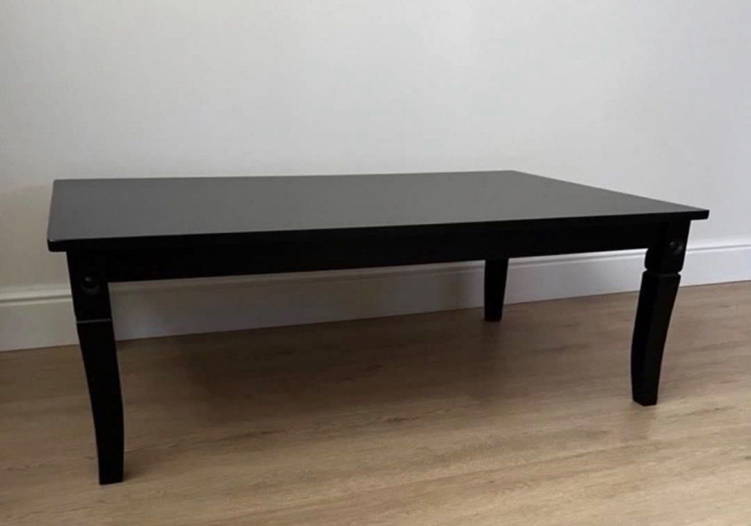Black Rectangular Coffee Table (Category: Tables & Sets) located in Singapore. Submitted by feminist (Listing ID 1453358651, Image 3). Description: - Sleek rectangular coffee table - Four sturdy legs for stability - Smooth and spacious top surface - Modern design, complements most living rooms - Perfect for drinks, books, and decor - Easy to maintain and clean Available in Dark Walnut Dimension Height :38 cm Length :110 cm Width : 70 cm PLS ARRAN