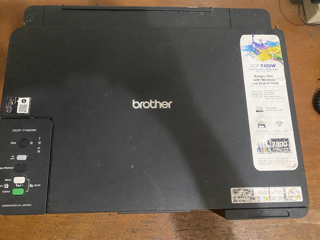 Brother DCP-T420W Colour Multifunction Ink Tank Printer (Category: Printers, Scanners & Copiers) located in Manila. Submitted by vinnnn1125 (Listing ID 1453429468, Image 2). Description: -BROKEN IT REACHED ITS LIFESPAN - Brother DCP-T420W Color Multifunction Printer - Wireless and Mobile Print Capabilities -Broken It reached its lifespan - Easy to Use - 150-Sheet Default Paper Tray - Manual Feed Slot Included - Refill Tank System - Designed in Ja