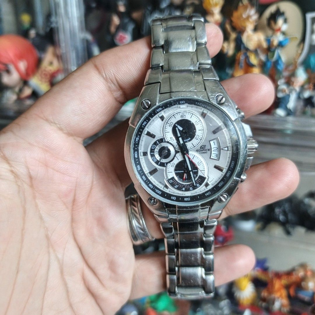 Casio Edifice Chronograph Watch (Category: Men's Watches) located in Manila. Submitted by narju1234 (Listing ID 1453354799, Image 2). Description: - Authentic Silver Casio Edifice Watch - Functional Chronograph with Multiple Subdials - Durable Stainless Steel Band and Case - Water Resistant - In excellent working condition.